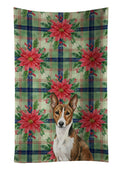 Brindle and White Basenji Christmas PoinsettIas Kitchen Towel Velour Plush Front and Cotton Loop Back Machine Washable