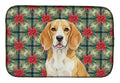 Lemon and White Beagle Christmas PoinsettIas Dish Drying Mat Absorbent Dish Drying Mat Pad for Kitchen Counter Dish Drainer Mat for Countertop, 14 x 21", Multicolor