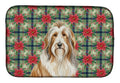Fawn Bearded Collie Christmas PoinsettIas Dish Drying Mat Absorbent Dish Drying Mat Pad for Kitchen Counter Dish Drainer Mat for Countertop, 14 x 21", Multicolor