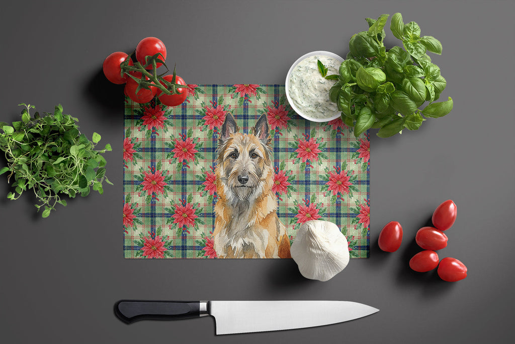 Belgian Laekenois Christmas PoinsettIas Cutting Board Tempered Glass Kitchen Cutting Surface, Heat Resistant Chopping, Non-Slip Feet, Food Prep & Serving