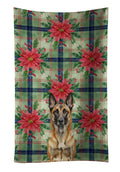 Belgian Malinois Christmas PoinsettIas Kitchen Towel Velour Plush Front and Cotton Loop Back Machine Washable