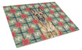 Belgian Malinois Christmas PoinsettIas Cutting Board Tempered Glass Kitchen Cutting Surface, Heat Resistant Chopping, Non-Slip Feet, Food Prep & Serving