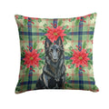 Belgian Sheepdog Groenendael Christmas PoinsettIas Decorative Throw Pillow 18x18 Indoor Outdoor Accent Cushion, Fabric Cover with Insert for Sofa, Bed, Porch & Living Room