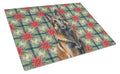 Belgian Tervuren Christmas PoinsettIas Cutting Board Tempered Glass Kitchen Cutting Surface, Heat Resistant Chopping, Non-Slip Feet, Food Prep & Serving