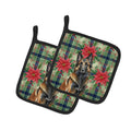 Belgian Tervuren Christmas PoinsettIas Pot Holder Set of 2 Heat Resistant Quilted Hot Pads 7.5 x 7.5 Inch, Insulated Kitchen Trivets for Cooking & Baking