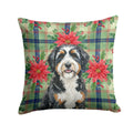 Berndoodle Christmas PoinsettIas Decorative Throw Pillow 14x14 Indoor Outdoor Accent Cushion, Fabric Cover with Insert for Sofa, Bed, Porch & Living Room