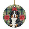 Bernese Mountain Dog Christmas PoinsettIas Ceramic Ornament Christmas Tree Hanging Decorations for Home Christmas Holiday, Party, Gift, 3 in, Multicolor