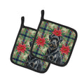 Black Russian Terrier Christmas PoinsettIas Pot Holder Set of 2 Heat Resistant Quilted Hot Pads 7.5 x 7.5 Inch, Insulated Kitchen Trivets for Cooking & Baking