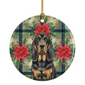 Black and Tan Bloodhound Christmas PoinsettIas Ceramic Ornament Christmas Tree Hanging Decorations for Home Christmas Holiday, Party, Gift, 3 in, Multicolor