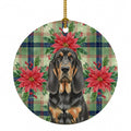 Black and Tan Bloodhound Christmas PoinsettIas Ceramic Ornament Christmas Tree Hanging Decorations for Home Christmas Holiday, Party, Gift, 3 in, Multicolor