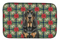 Black and Tan Bloodhound Christmas PoinsettIas Dish Drying Mat Absorbent Dish Drying Mat Pad for Kitchen Counter Dish Drainer Mat for Countertop, 14 x 21", Multicolor