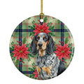 Bluetick Coonhound Christmas PoinsettIas Ceramic Ornament Christmas Tree Hanging Decorations for Home Christmas Holiday, Party, Gift, 3 in, Multicolor