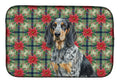 Bluetick Coonhound Christmas PoinsettIas Dish Drying Mat Absorbent Dish Drying Mat Pad for Kitchen Counter Dish Drainer Mat for Countertop, 14 x 21", Multicolor