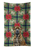 Brindle Boerboel Christmas PoinsettIas Kitchen Towel Velour Plush Front and Cotton Loop Back Machine Washable