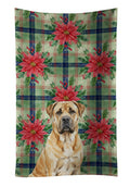 Fawn Boerboel Christmas PoinsettIas Kitchen Towel Velour Plush Front and Cotton Loop Back Machine Washable