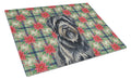 Bouvier des Flandres Christmas PoinsettIas Cutting Board Tempered Glass Kitchen Cutting Surface, Heat Resistant Chopping, Non-Slip Feet, Food Prep & Serving
