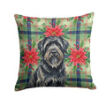 Bouvier des Flandres Christmas PoinsettIas Decorative Throw Pillow 14x14 Indoor Outdoor Accent Cushion, Fabric Cover with Insert for Sofa, Bed, Porch & Living Room