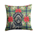 Bouvier des Flandres Christmas PoinsettIas Decorative Throw Pillow 18x18 Indoor Outdoor Accent Cushion, Fabric Cover with Insert for Sofa, Bed, Porch & Living Room