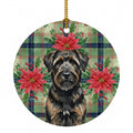 Brindle Bouvier des Flandres Christmas PoinsettIas Ceramic Ornament Christmas Tree Hanging Decorations for Home Christmas Holiday, Party, Gift, 3 in, Multicolor