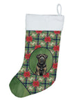 Brindle Bouvier des Flandres Christmas PoinsettIas Holiday Stocking Double-Sided Print, Polyester Suede,11x18, Made in USA