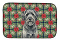 Gray Bouvier des Flandres Christmas PoinsettIas Dish Drying Mat Absorbent Dish Drying Mat Pad for Kitchen Counter Dish Drainer Mat for Countertop, 14 x 21", Multicolor