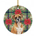 Boxer Christmas PoinsettIas Ceramic Ornament Christmas Tree Hanging Decorations for Home Christmas Holiday, Party, Gift, 3 in, Multicolor