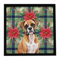 Boxer Christmas PoinsettIas Framed Metal Print Bathroom, Kitchen, Office, Home Decor Wall Art Ready to Hang, Square, 8X8