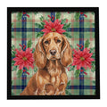 Boykin Spaniel Christmas PoinsettIas Framed Metal Print Bathroom, Kitchen, Office, Home Decor Wall Art Ready to Hang, Square, 8X8