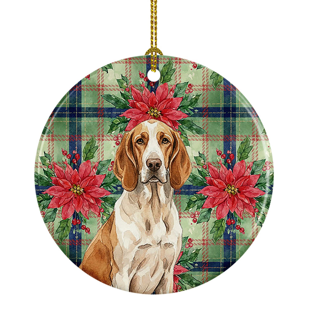 Bracco Italiano Christmas PoinsettIas Ceramic Ornament Christmas Tree Hanging Decorations for Home Christmas Holiday, Party, Gift, 3 in, Multicolor