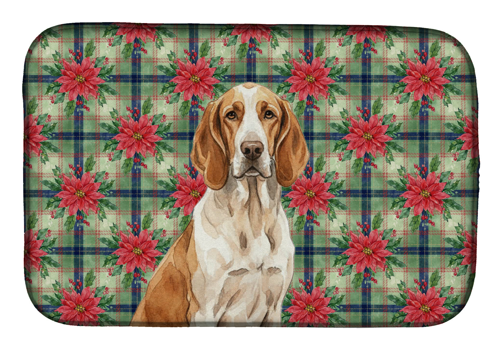 Bracco Italiano Christmas PoinsettIas Dish Drying Mat Absorbent Dish Drying Mat Pad for Kitchen Counter Dish Drainer Mat for Countertop, 14 x 21", Multicolor
