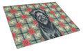 Black Briard Christmas PoinsettIas Cutting Board Tempered Glass Kitchen Cutting Surface, Heat Resistant Chopping, Non-Slip Feet, Food Prep & Serving