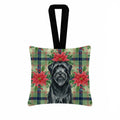 Black Briard Christmas PoinsettIas Hanging Square Fabric Ornament 3.5 � 3.5 Decorative Door-Knob & Tree Hanger, Soft Fabric