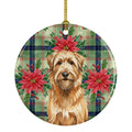 Tawny Briard Christmas PoinsettIas Ceramic Ornament Christmas Tree Hanging Decorations for Home Christmas Holiday, Party, Gift, 3 in, Multicolor
