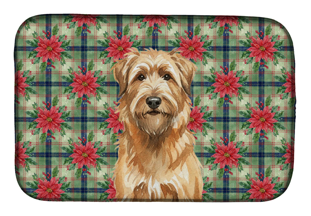 Tawny Briard Christmas PoinsettIas Dish Drying Mat Absorbent Dish Drying Mat Pad for Kitchen Counter Dish Drainer Mat for Countertop, 14 x 21", Multicolor