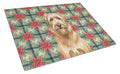 Tawny Briard Christmas PoinsettIas Cutting Board Tempered Glass Kitchen Cutting Surface, Heat Resistant Chopping, Non-Slip Feet, Food Prep & Serving