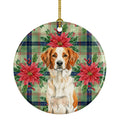 Orange and White Brittany Christmas PoinsettIas Ceramic Ornament Christmas Tree Hanging Decorations for Home Christmas Holiday, Party, Gift, 3 in, Multicolor