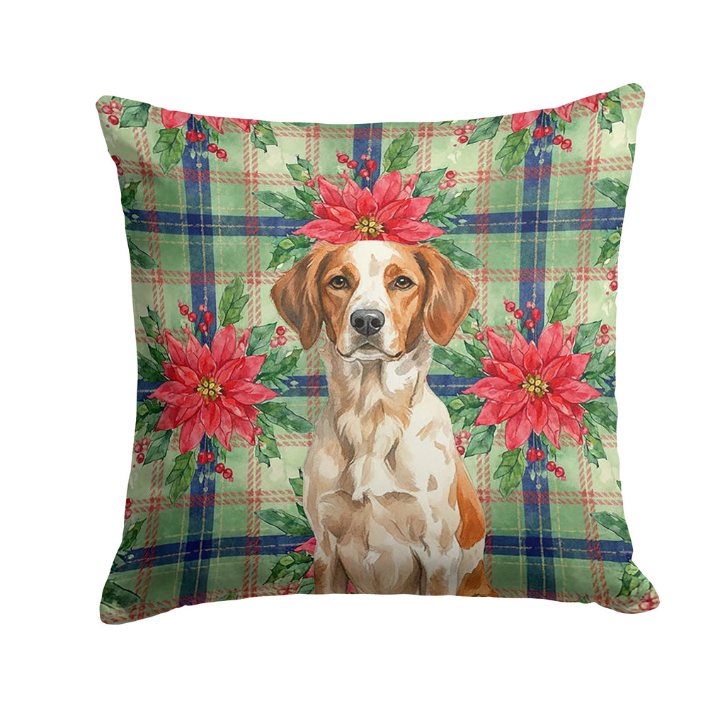 Roan Brittany Christmas PoinsettIas Decorative Throw Pillow 14x14 Indoor Outdoor Accent Cushion, Fabric Cover with Insert for Sofa, Bed, Porch & Living Room