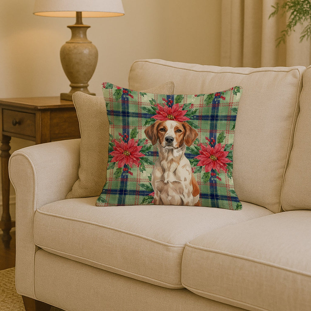 Roan Brittany Christmas PoinsettIas Decorative Throw Pillow 14x14 Indoor Outdoor Accent Cushion, Fabric Cover with Insert for Sofa, Bed, Porch & Living Room