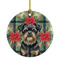 Black and Tan Brussels Griffon Christmas PoinsettIas Ceramic Ornament Christmas Tree Hanging Decorations for Home Christmas Holiday, Party, Gift, 3 in, Multicolor