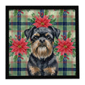 Black and Tan Brussels Griffon Christmas PoinsettIas Framed Metal Print Bathroom, Kitchen, Office, Home Decor Wall Art Ready to Hang, Square, 8X8