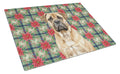 Bullmastiff Christmas PoinsettIas Cutting Board Tempered Glass Kitchen Cutting Surface, Heat Resistant Chopping, Non-Slip Feet, Food Prep & Serving