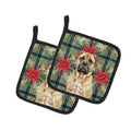Bullmastiff Christmas PoinsettIas Pot Holder Set of 2 Heat Resistant Quilted Hot Pads 7.5 x 7.5 Inch, Insulated Kitchen Trivets for Cooking & Baking