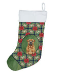 Red Bullmastiff Christmas PoinsettIas Holiday Stocking Double-Sided Print, Polyester Suede,11x18, Made in USA