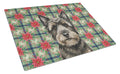 Black Cairn Terrier Christmas PoinsettIas Cutting Board Tempered Glass Kitchen Cutting Surface, Heat Resistant Chopping, Non-Slip Feet, Food Prep & Serving