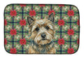 Cairn Terrier Christmas PoinsettIas Dish Drying Mat Absorbent Dish Drying Mat Pad for Kitchen Counter Dish Drainer Mat for Countertop, 14 x 21", Multicolor