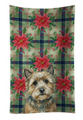 Cairn Terrier Christmas PoinsettIas Kitchen Towel Velour Plush Front and Cotton Loop Back Machine Washable