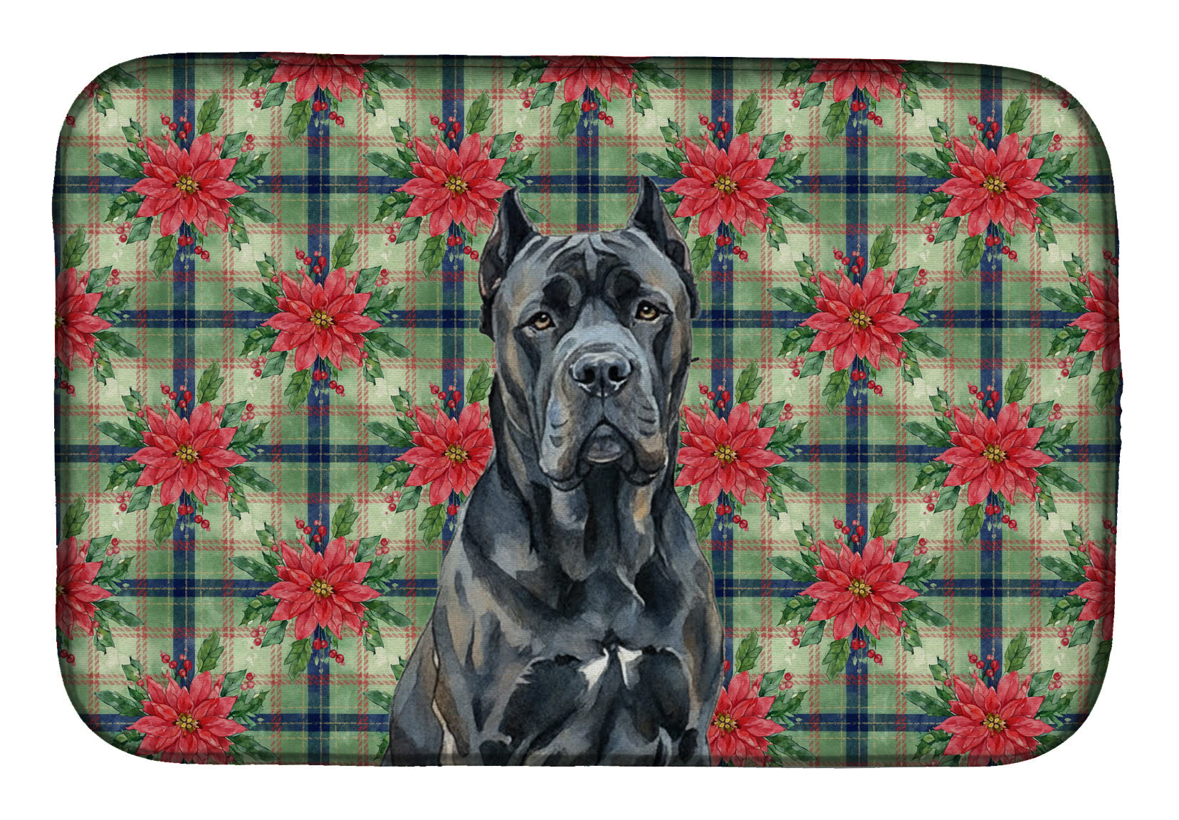 Cane Corso Christmas PoinsettIas Dish Drying Mat Absorbent Dish Drying Mat Pad for Kitchen Counter Dish Drainer Mat for Countertop, 14 x 21", Multicolor