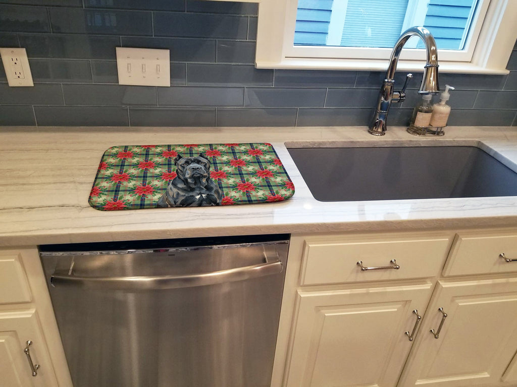 Cane Corso Christmas PoinsettIas Dish Drying Mat Absorbent Dish Drying Mat Pad for Kitchen Counter Dish Drainer Mat for Countertop, 14 x 21", Multicolor