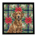 Chesapeake Bay Retriever Christmas PoinsettIas Framed Metal Print Bathroom, Kitchen, Office, Home Decor Wall Art Ready to Hang, Square, 8X8