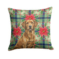 Chesapeake Bay Retriever Christmas PoinsettIas Decorative Throw Pillow 18x18 Indoor Outdoor Accent Cushion, Fabric Cover with Insert for Sofa, Bed, Porch & Living Room